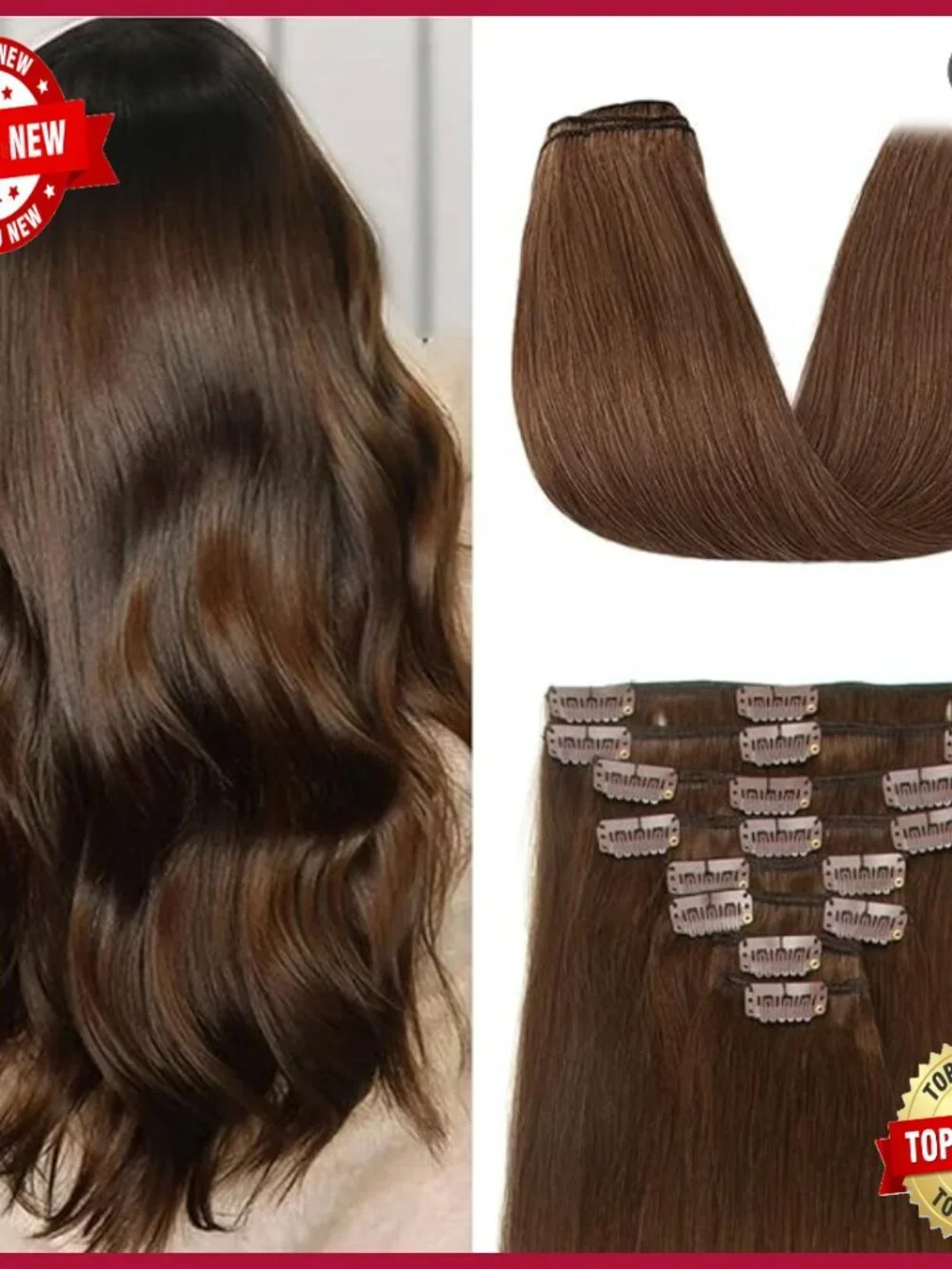24 Inch Clip In Human Hair Extensions Double Weft 8pcs Seamless